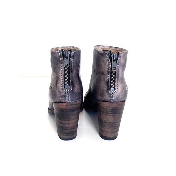 Bed Stu Onset Peep Toe Womens Ankle Booties Size 7 Distressed Gray Leather Zip - Picture 4 of 8